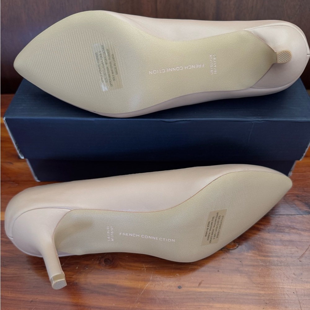 French Connection Nude Pointed Toe Kitten Heels | Size 10 | New in Box - Picture 7 of 8